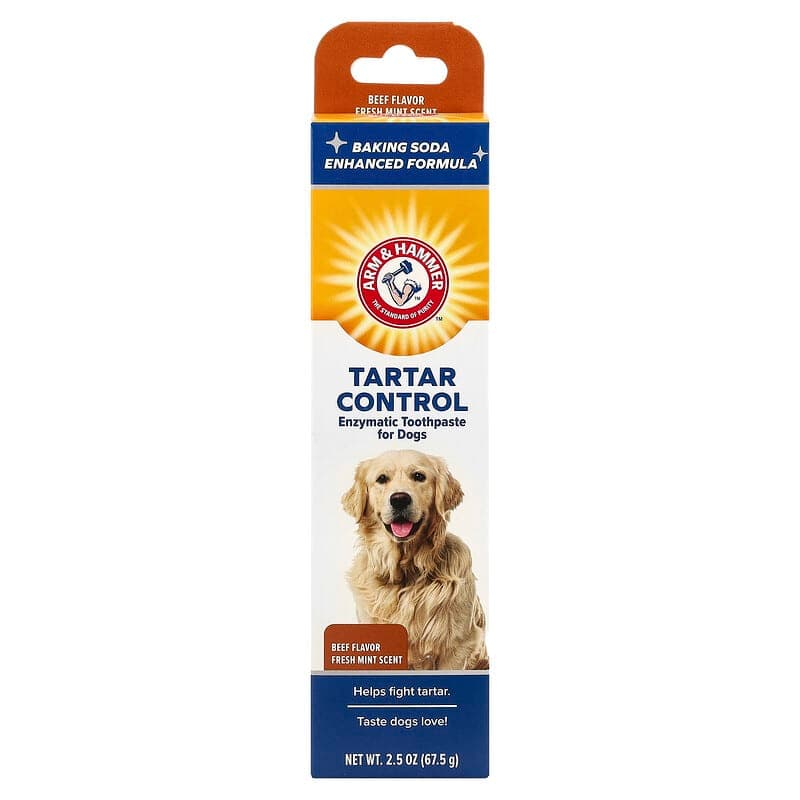 Arm & Hammer, Control del sarro, Pasta dental enzimática para perros, Carne de res, 67,5 g (2,5 oz)