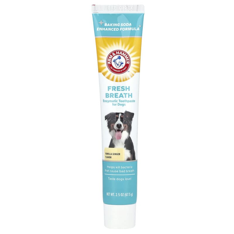 Arm & Hammer, Aliento fresco, Pasta dental enzimática para perros, Vainilla y jengibre, 67,5 g (2,5 oz)